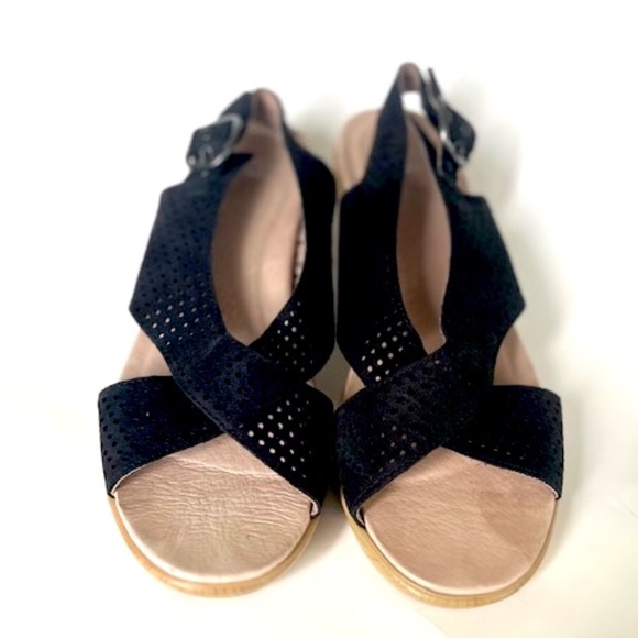 Dansko Jacinda Platform Black Perforated Nubuck Slingback Sandal 38 - Picture 6 of 8